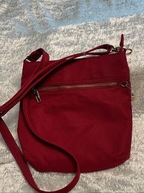 Travelon Deep Red Crossbody Bag with Front Zip